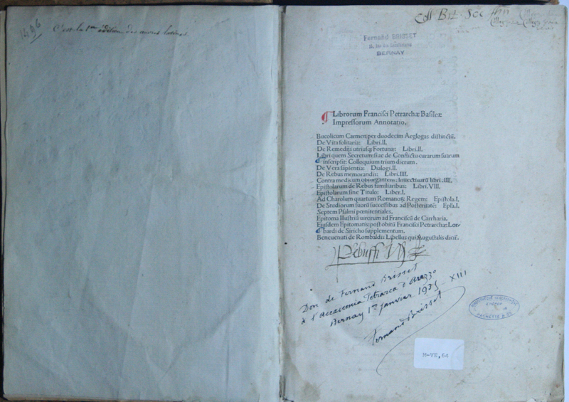 Librorum Francisci Petrarchae Basileae Impressorum Annotatio, ...