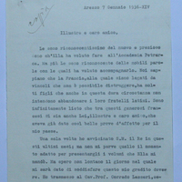 Copia della lettera di Pier Ludovico Occhini a Fernand Brisset (7 gennaio 1936)
